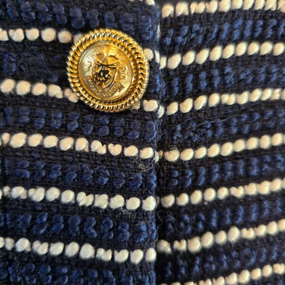 J CREW STRIPED TWEED LADY JACKET SIZE 6 BLUE WHITE BUTTON CLOSURE NWT - Picture 6 of 10